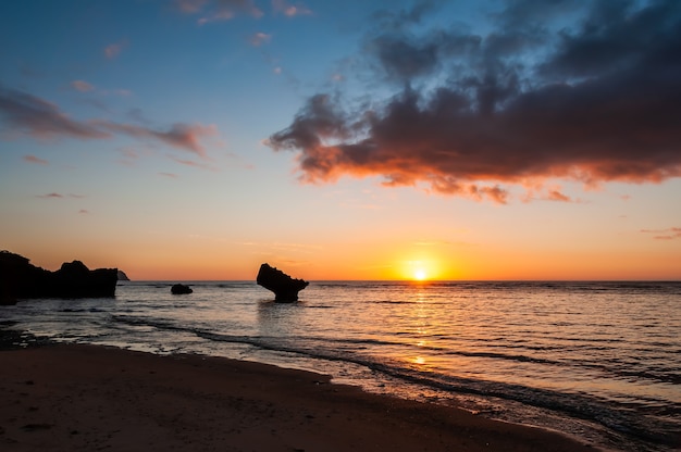 Colorful sunset and blue sky