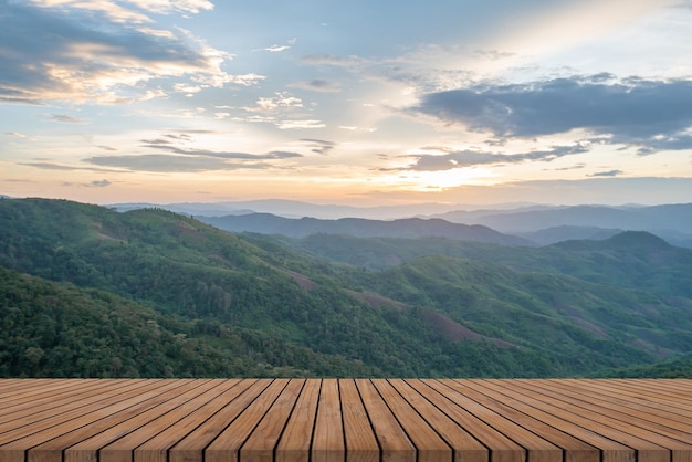 Colorful sunset over the mountain hills Thailand