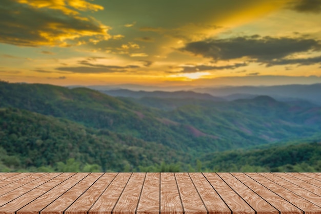 Colorful sunset over the mountain hills Thailand