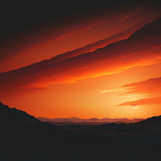 Colorful sunset in the mountains Generative AI