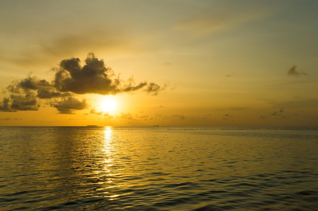 Colorful sunset over ocean on Maldives