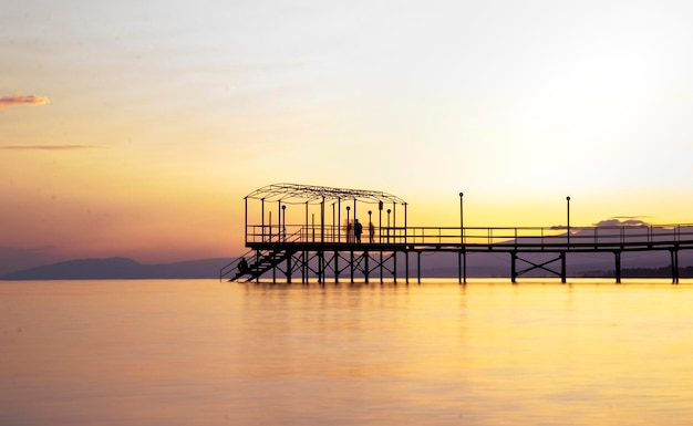 Colorful Sunset and a pier with long exposure