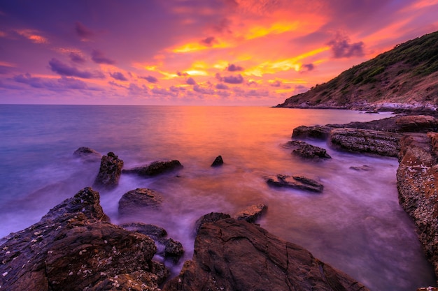 Colorful sunset on the sea in Khaoleamya-mookoh samet national park