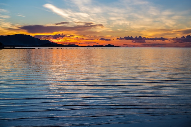 Colorful sunset over the sea in Koh samui island thailand.