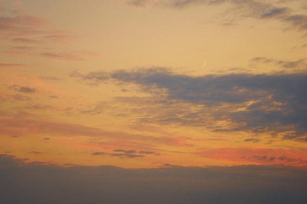 Colorful sunset sky over the river in the golden hour