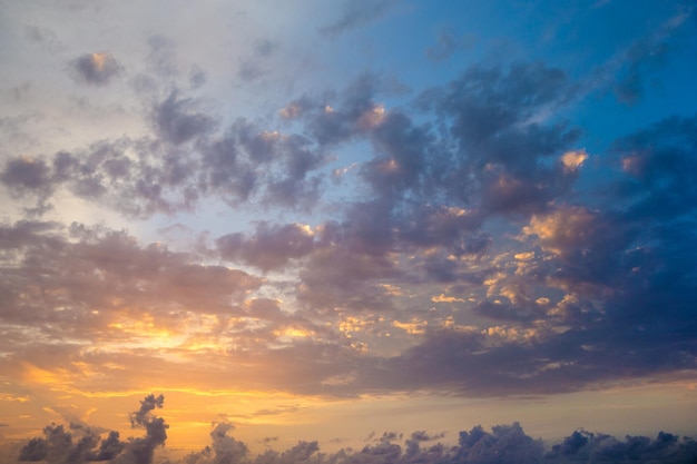 Colorful sunset sky over tranquil sea surface