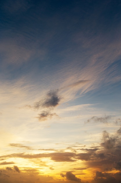 Colorful sunset sky over tranquil sea surface