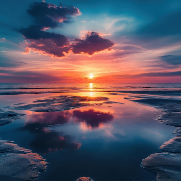 Photo colorful sunset over a tranquil sea