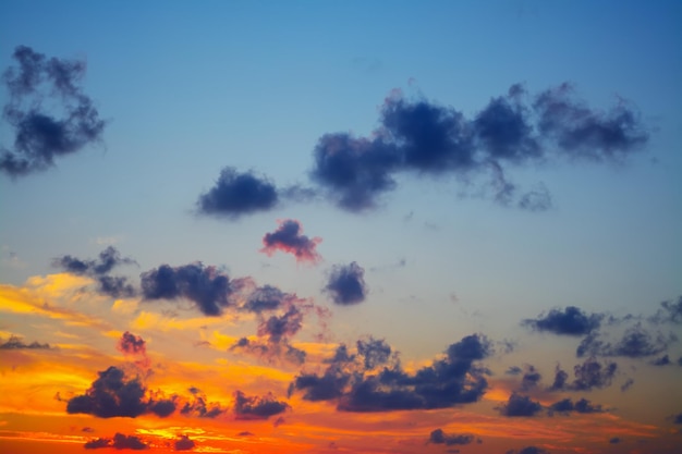 Colorful sunset with dark clouds