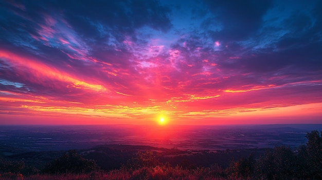 a colorful sunset with the sun setting over the horizon