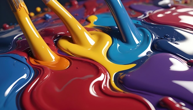 Photo a colorful surface with different colors of paint in the middle