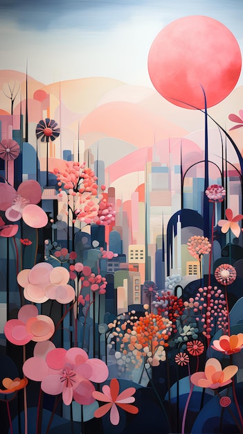 colorful surrealism of jungle and flower