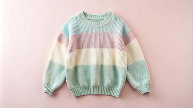 a colorful sweater hanging on a wall with a multicolored pattern