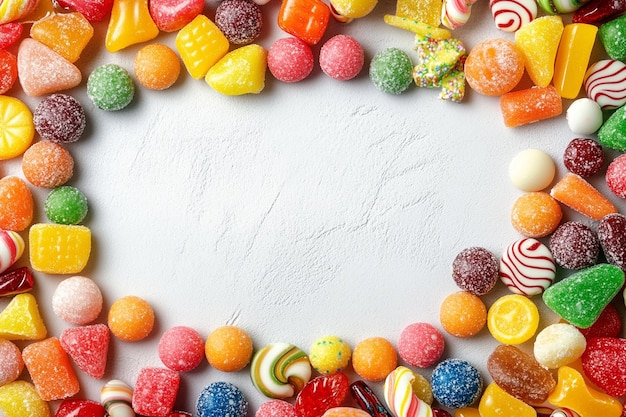 Photo a colorful and sweet background filled with donuts candy and other treats