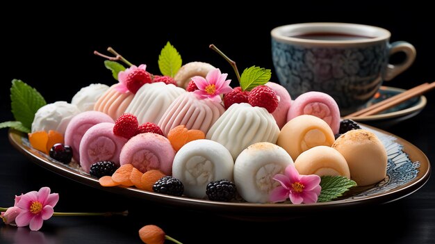 colorful and sweet mochi treats