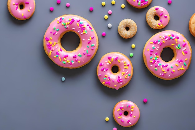 Colorful sweeties donuts composition