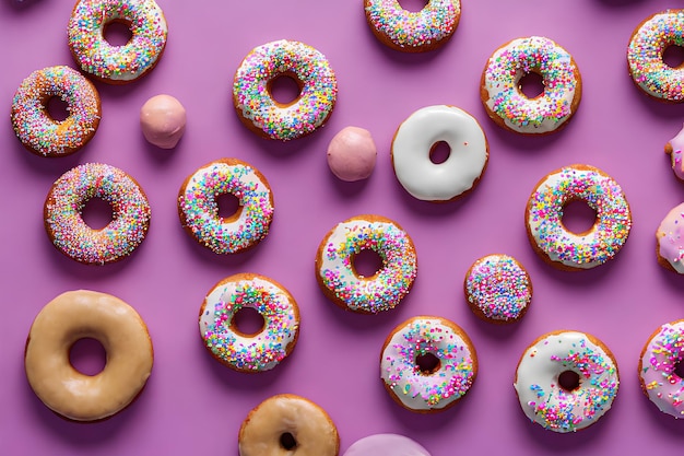 Colorful sweeties donuts composition