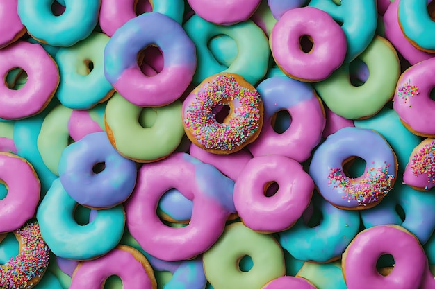 Colorful sweeties donuts composition