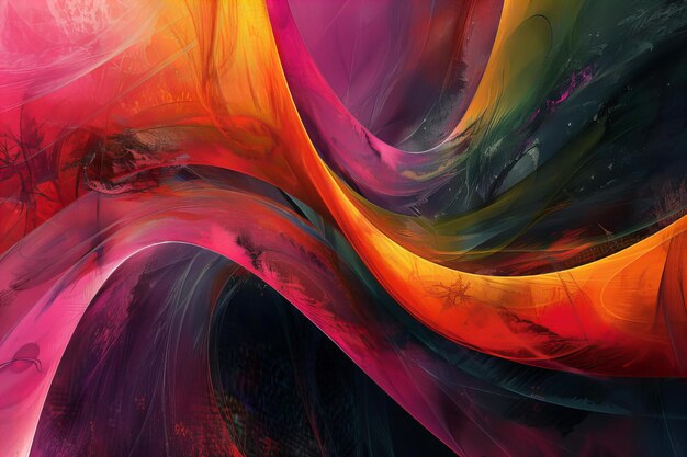 Colorful swirl abstract art on black background