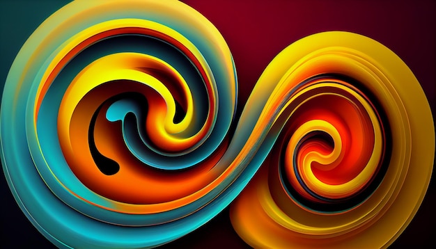 A colorful swirl of colors is displayed on a dark background.