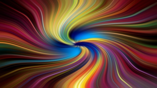 A colorful swirl of colors with a black background.