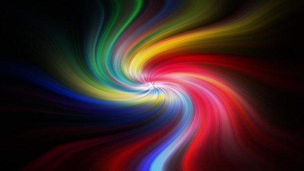 A colorful swirl of light in a black background