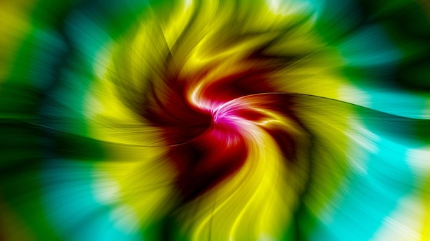 A colorful swirl of light and color with a pink center.