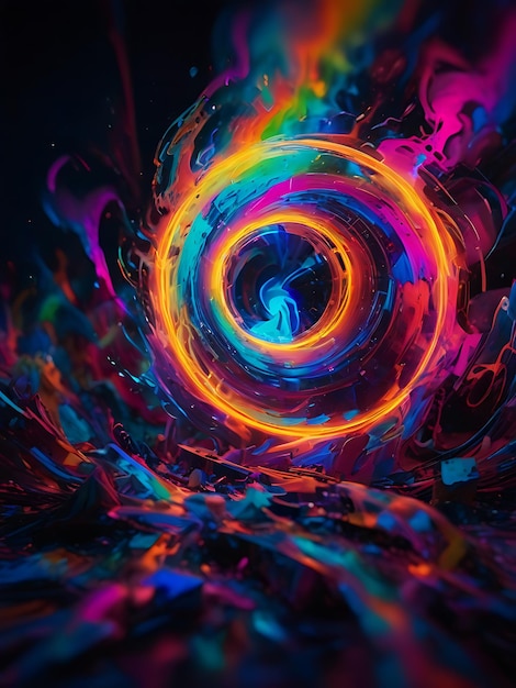 Photo a colorful swirl of light is shown with a person in the middle