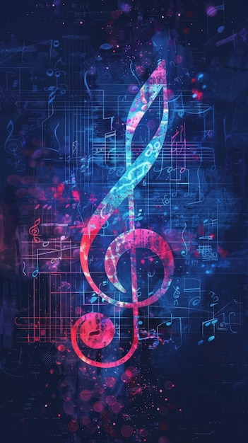 Photo a colorful swirl of musical notation and symbols bursts with rhythmic energy