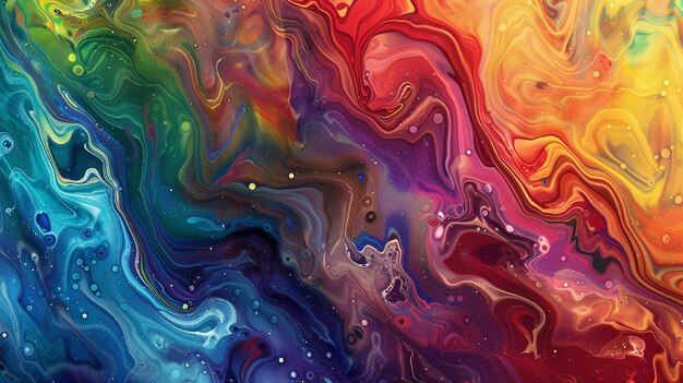 Colorful Swirling Paint Abstract Background with Water Drops