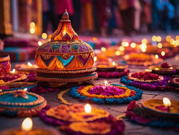 a colorful table with a colorful dome with the word quot h quot on it