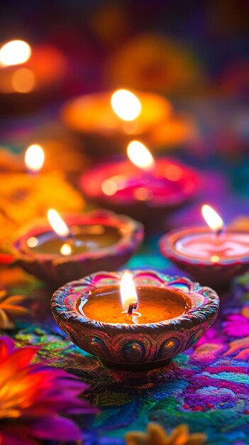 Photo a colorful table with several small candles that say quot love quot