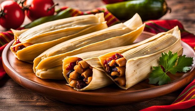 Colorful Tamales Arranged on a Festive Platter