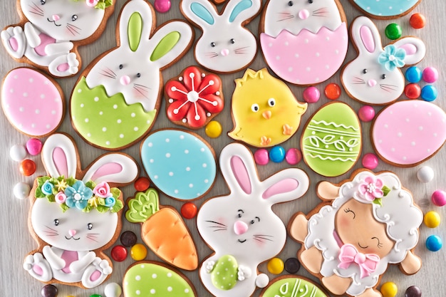 Colorful tasty gingerbread for Easter celebration