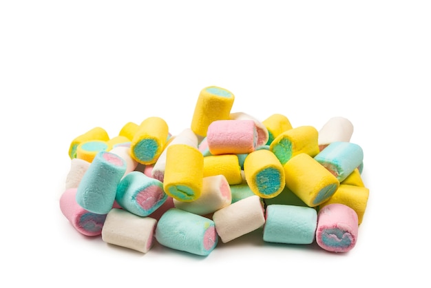 Colorful tasty marshmallow background. Top view.