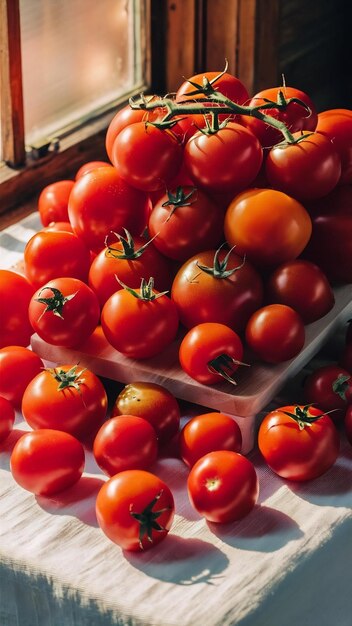 A colorful and tempting arrangement of ripe red tomatoes