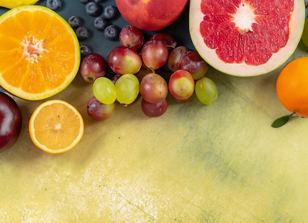 Colorful testy fruits and berries