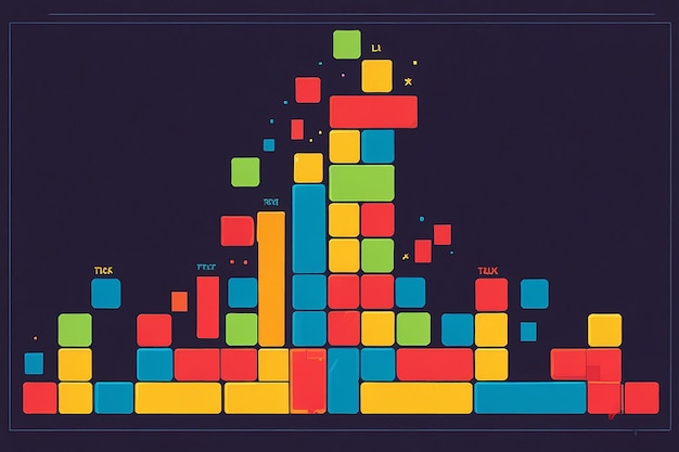 Colorful Tetris Game Flat Vector Illustration A Classic Retro Puzzle Challenge