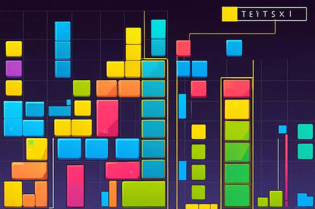 Colorful Tetris Game Flat Vector Illustration A Classic Retro Puzzle Challenge