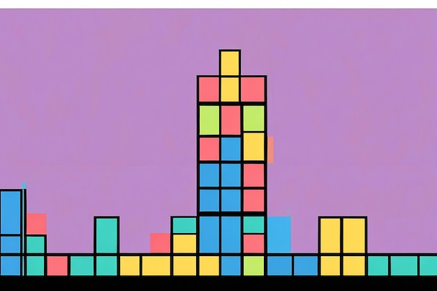 Colorful Tetris Game Flat Vector Illustration A Classic Retro Puzzle Challenge