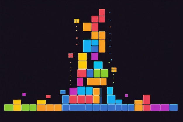 Photo colorful tetris game flat vector illustration a classic retro puzzle challenge