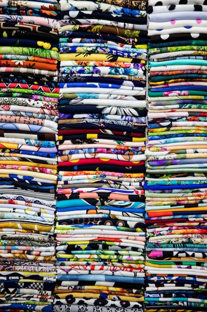 Colorful textiles on the market