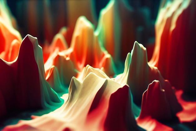 Colorful texture in 3D geometric shapes with mountainlike lights and shadows 3D Digital Painting