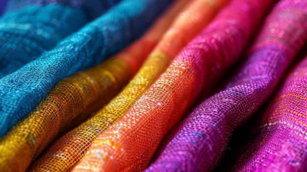 Photo colorful textured fabric closeup image