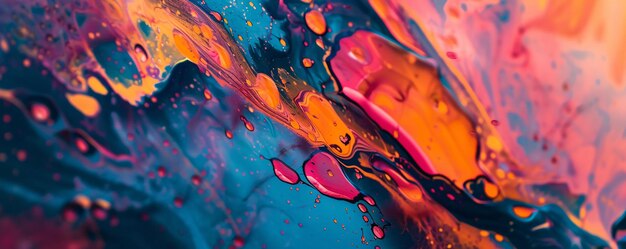 Colorful textures created by flowing and mixing acrylic paint on abstract background