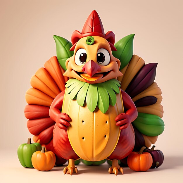 Photo a colorful thanksgiving turkey generative ai