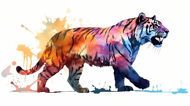 Colorful tiger illustration Generative AI