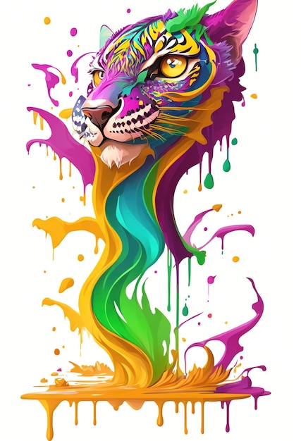 A colorful tiger with a rainbow face ai_generated