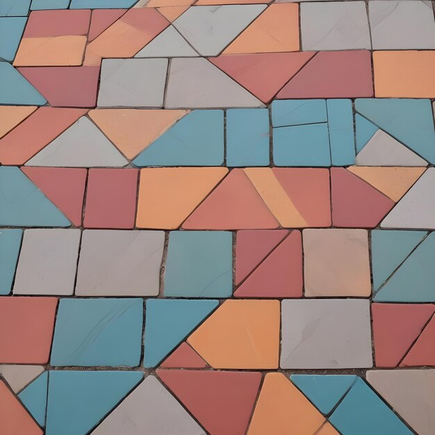 Photo a colorful tile floor with different colors and shapes