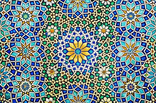 Photo a colorful tile pattern from the mosaics of the mosque